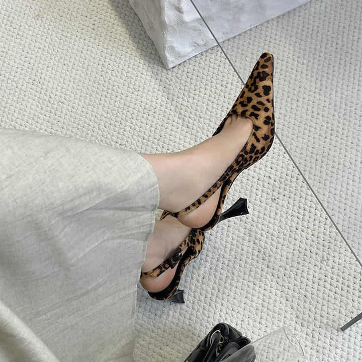 Dame Slingback Pumper med eksotisk leopardmønster og raffineret snit Stilla