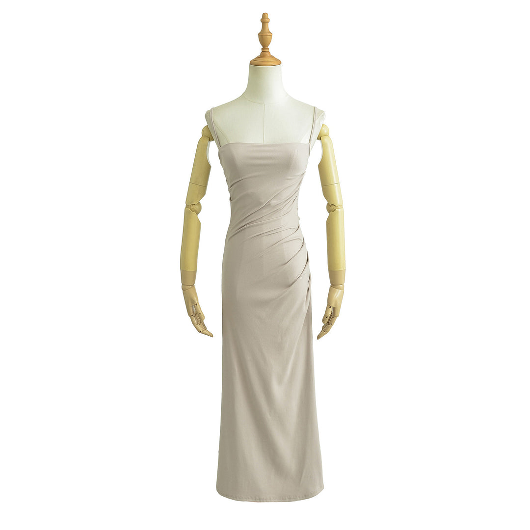 Dame elegant Maxikjole med raffinerede draperinger og svajende kant Stilla