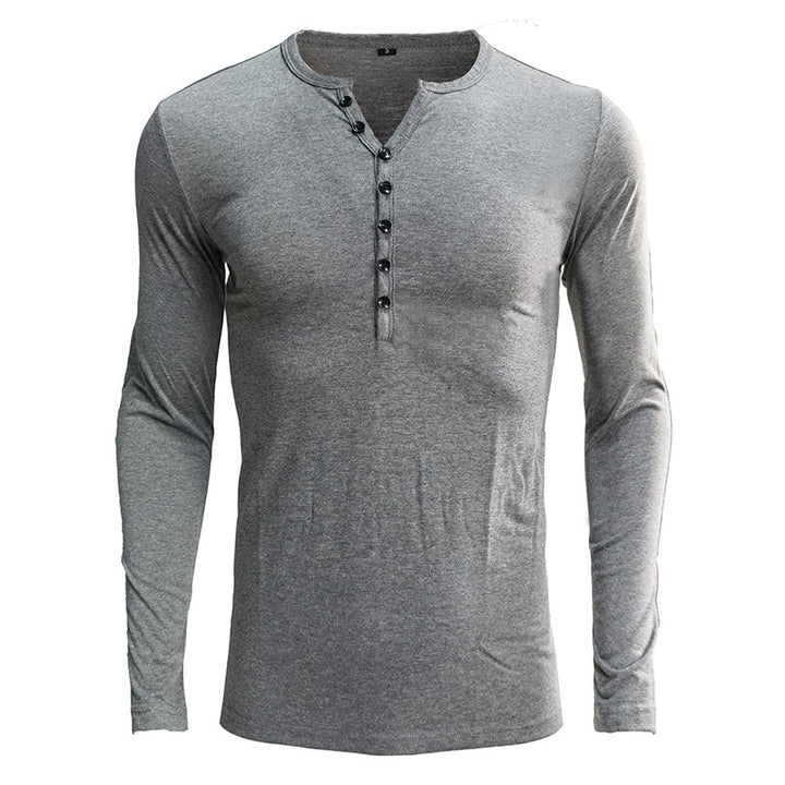 Herrer Langærmet Henley-Shirt i blød jersey med moderigtigt knapdesign Stilla