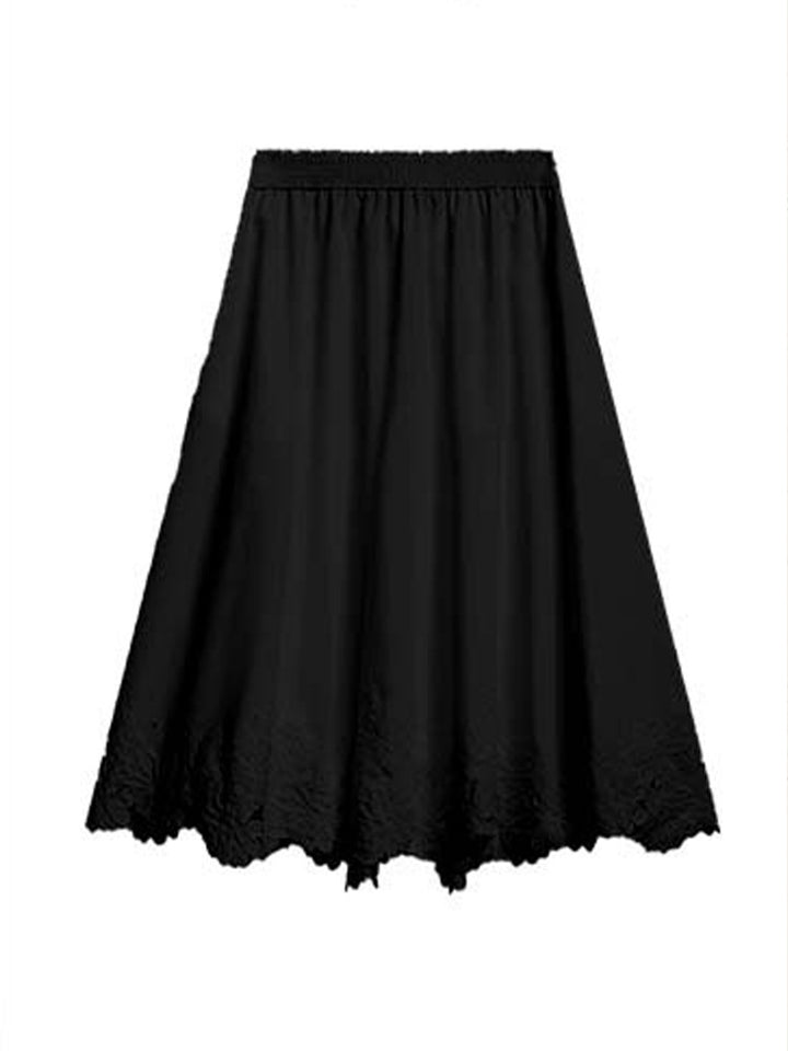 Dame Elegant Maxiskørt med florale spidsede accenter og elastisk talje Stilla
