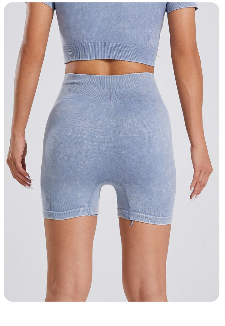Stilla | Tie Dye Strik Yoga Shorts Anti Skammelse Fitness Hurtig Tørrende Hofte Løft Bukser