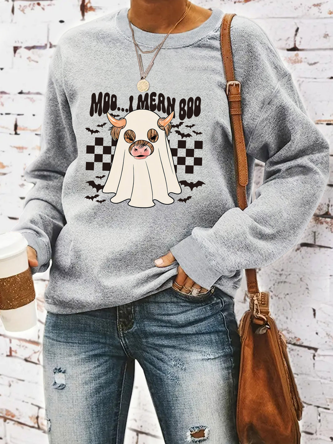 Kvinders sweatshirt i muntert Halloween-design Stilla