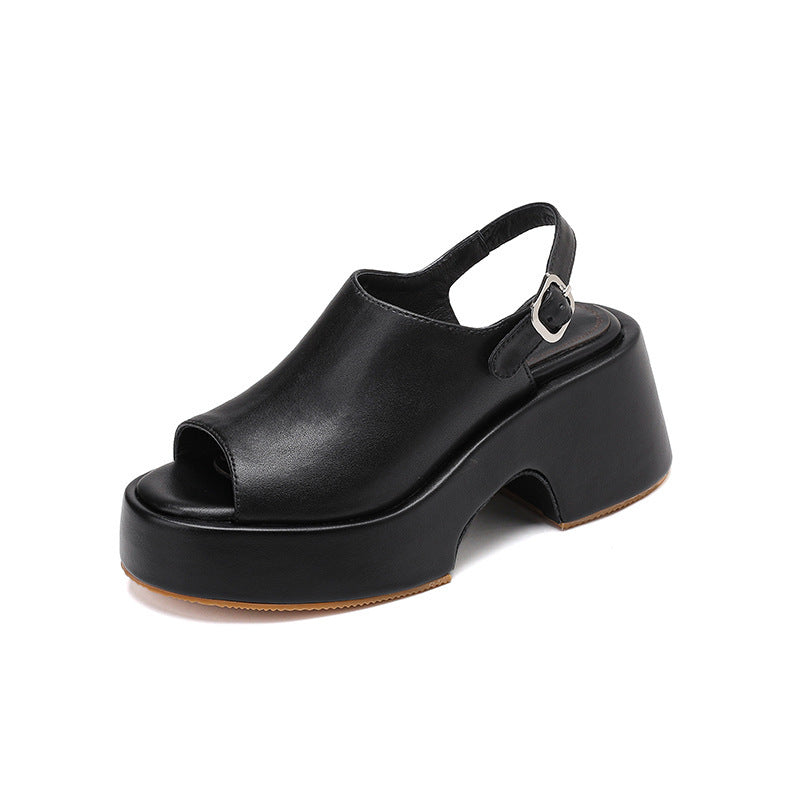 Femme Open-Toe Slingback Plattform Sandaler med Chunky Hæl Stilla