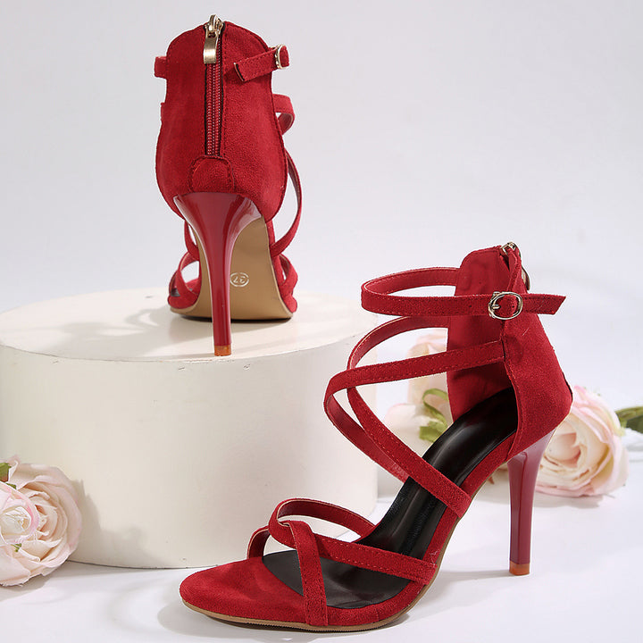 Dame Riemchen High Heel Sandaler med smart lynlåsdetalje Stilla
