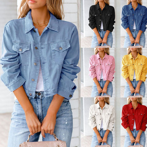 Dame Kort Denim Jakke med Fashionabel Snit Stilla