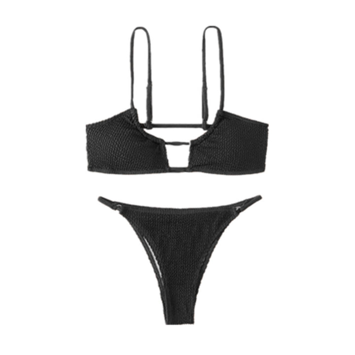 Dame Bikini-sæt med moderne cut-out og tekstureret design Skovae