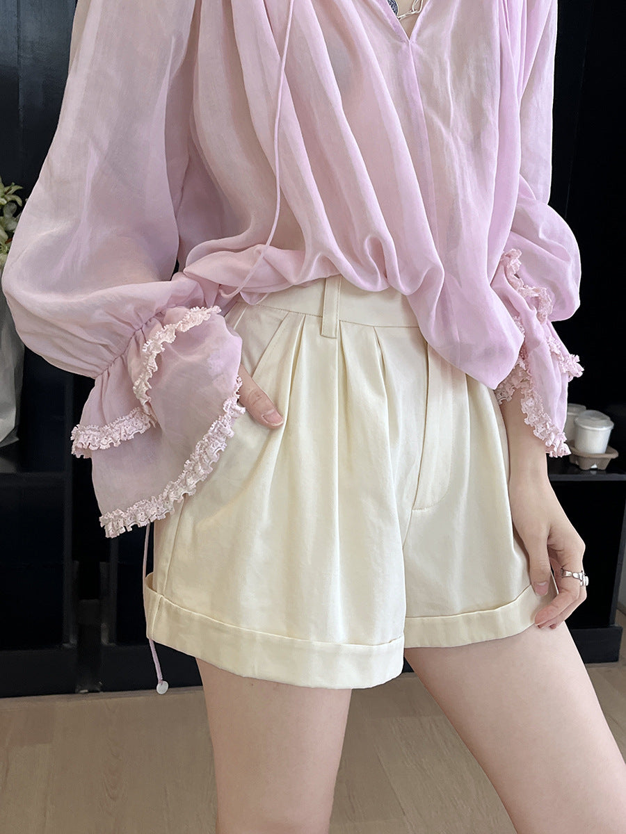 Dame Shorts med elegant A-linje og justerbar talje Stilla