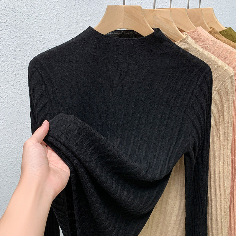 Dame Rullekrave sweater med fin ribstruktur og figurformende snit Stilla