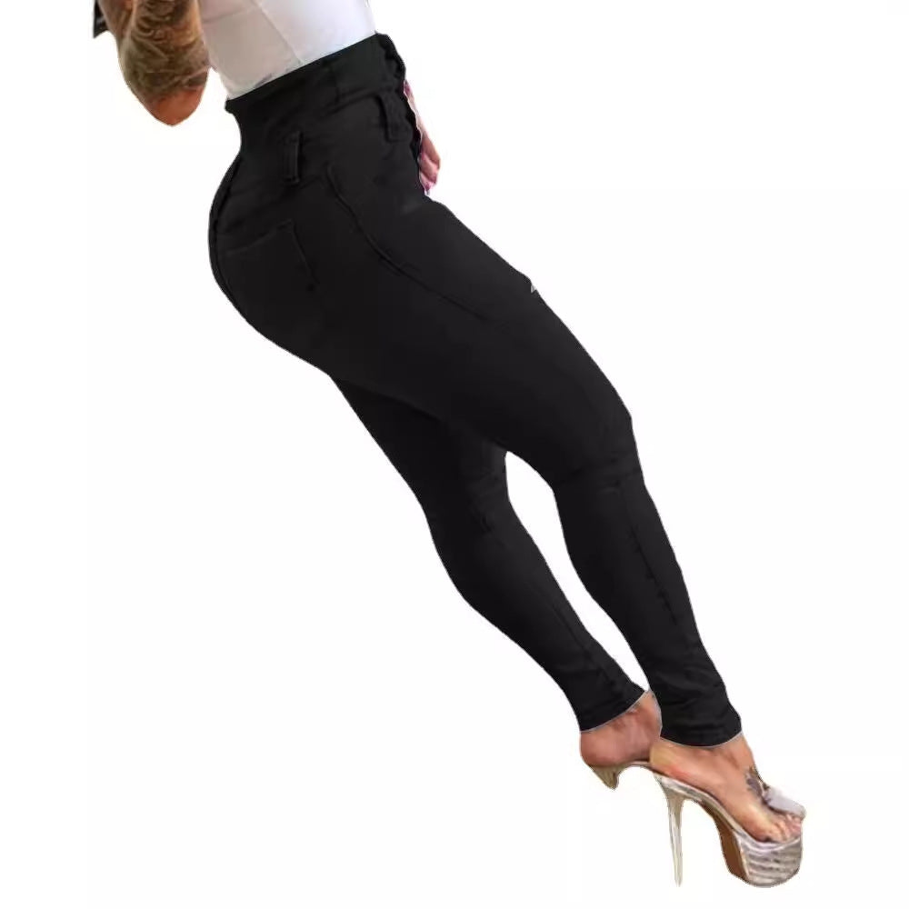 Dame højtaljede skinny jeans med stilfulde ripped-detaljer Stilla