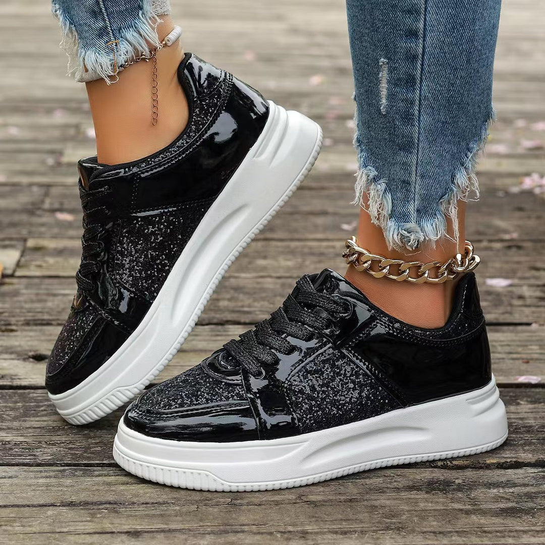 Dame Glamourøse Sneakers med funklende glimmer og højdæmpende sål Stilla