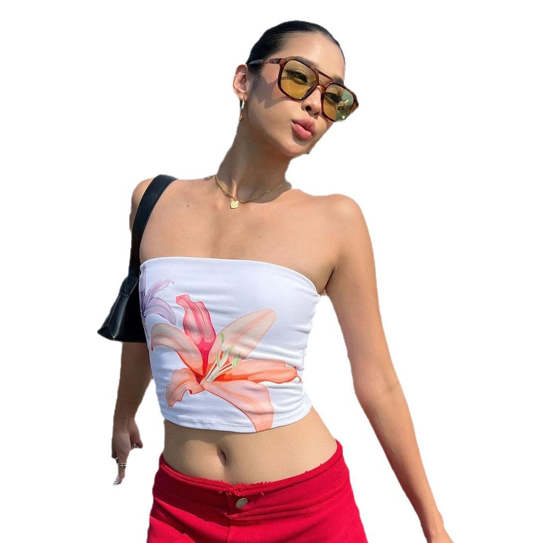 Femme Floral Print Strapless Crop Top Stilla