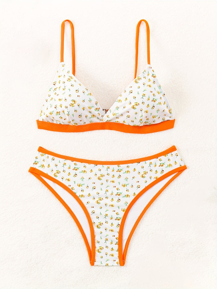 Dame bikini-sæt med blomsterprint og kontrasterende stropper Stilla