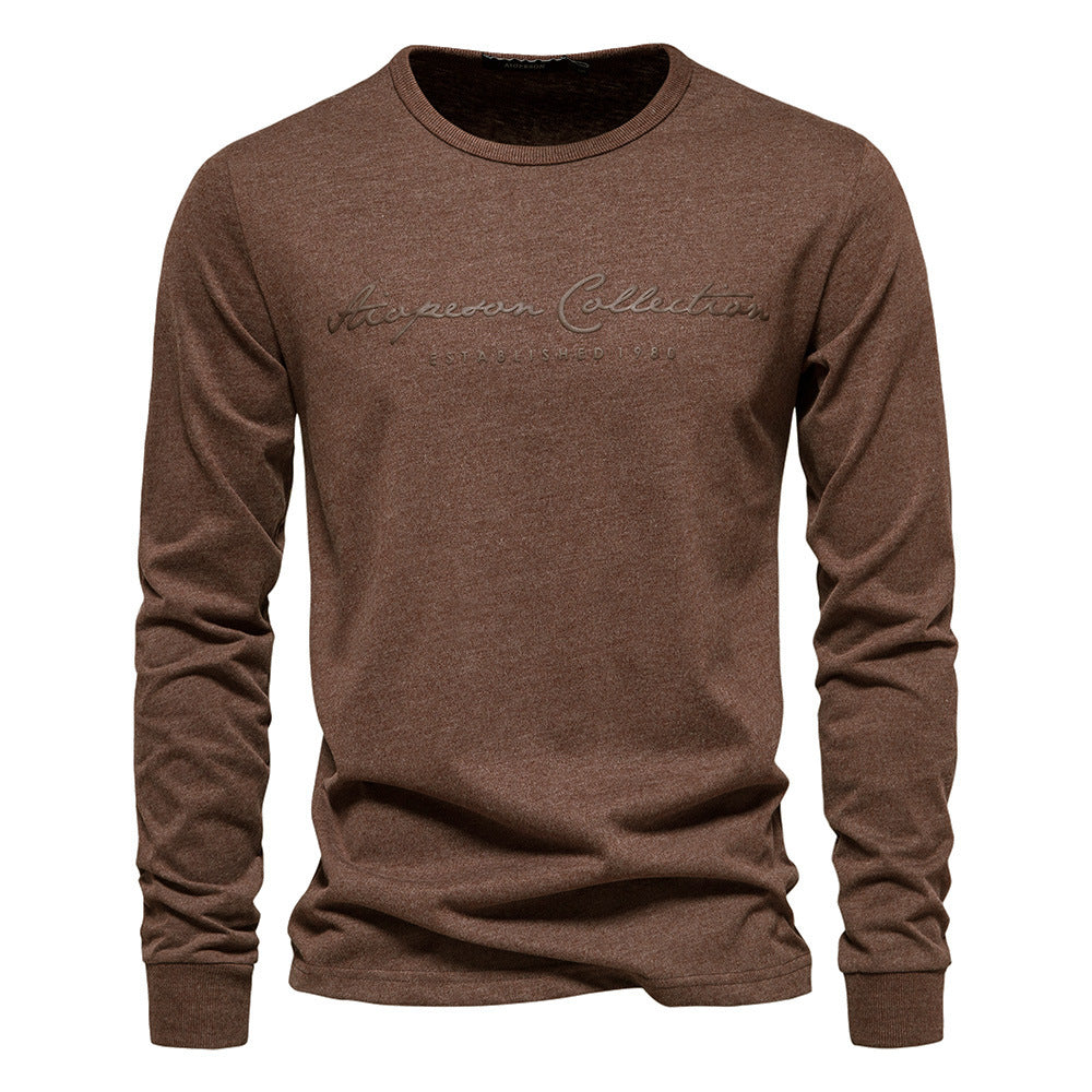 Herren nan minimalistisk rundhalset sweatshirt lavet af bomuldsblanding med ribbede mansjetter Skovae