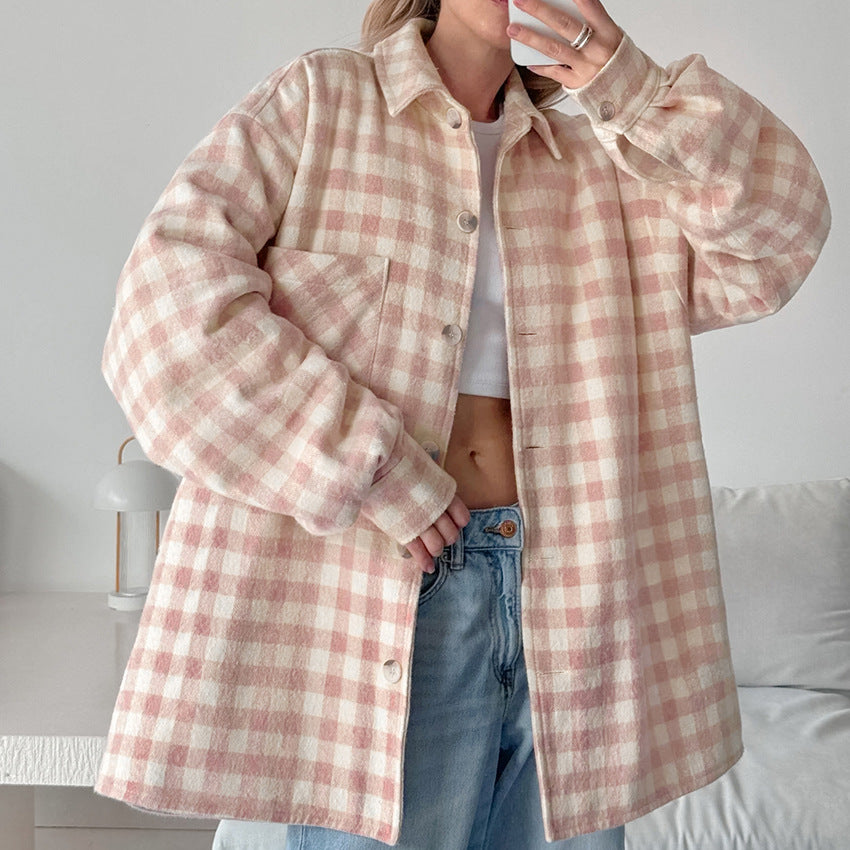 Dame Karohemdejakke i smidig flannel med afslappet snit og praktiske lommer Stilla