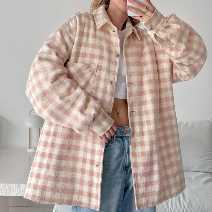Dame Karohemdejakke i smidig flannel med afslappet snit og praktiske lommer Stilla