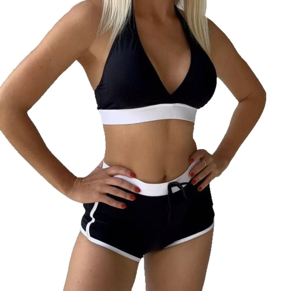 Dame Sport-Bikini-Sæt med justerbar overdel og høj talje Skovae