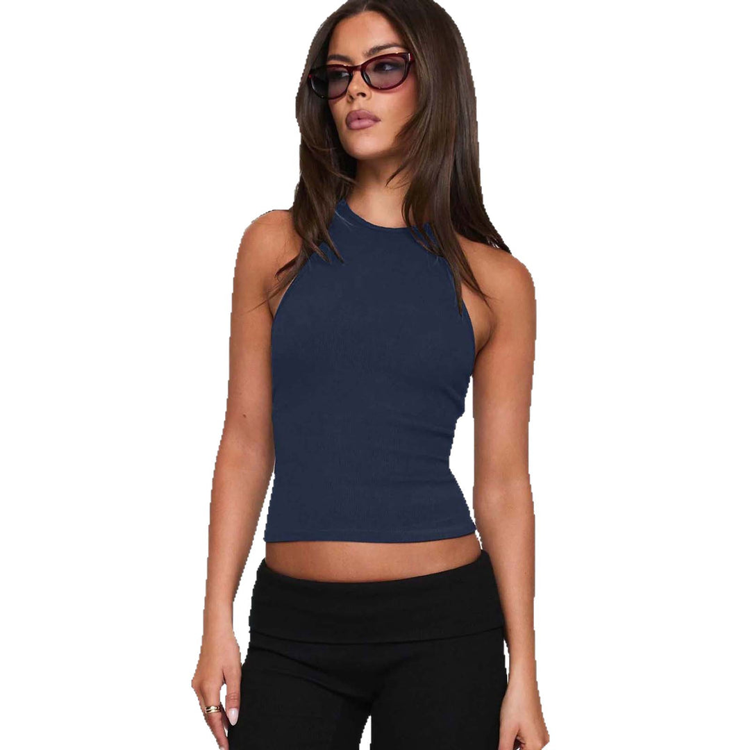 Dame Sporty Tanktop med højtstående design og elastisk ribstruktur Stilla