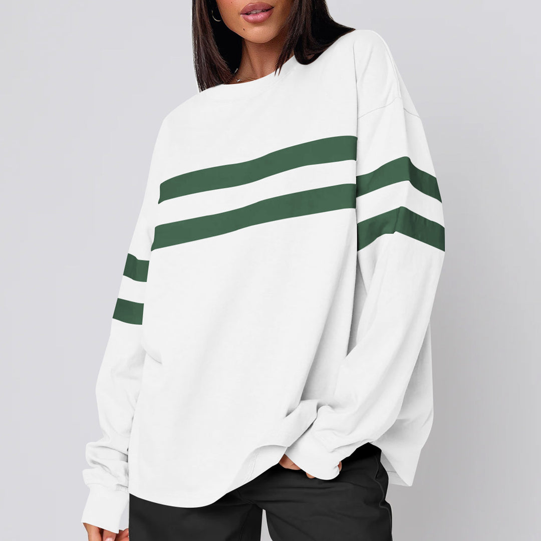 Dame casual oversized sweater med farvemæssigt kontrasterende striber Stilla
