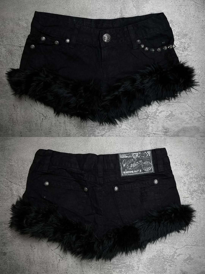 Dame Korte Jeans med fluffy kant Skovae