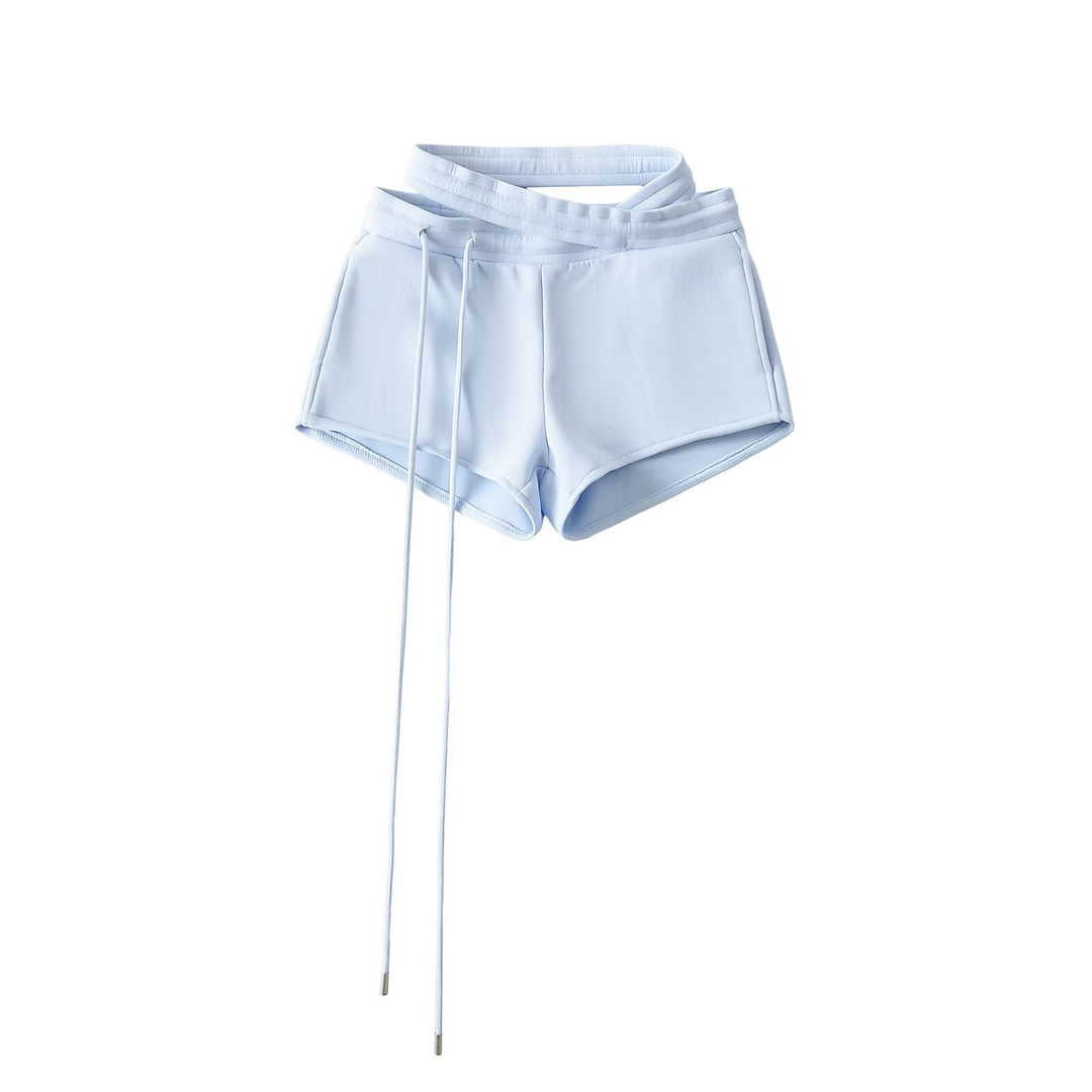 Dame Sporty Kort Shorts med innovativt indpakningsdesign og elastisk talje Stilla