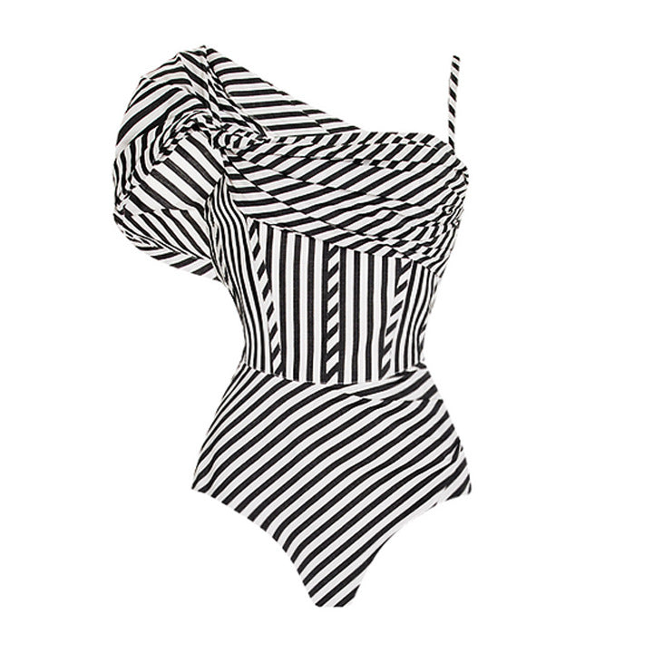 Dame One-Shoulder Badedragt med Volantnederdel Skovae