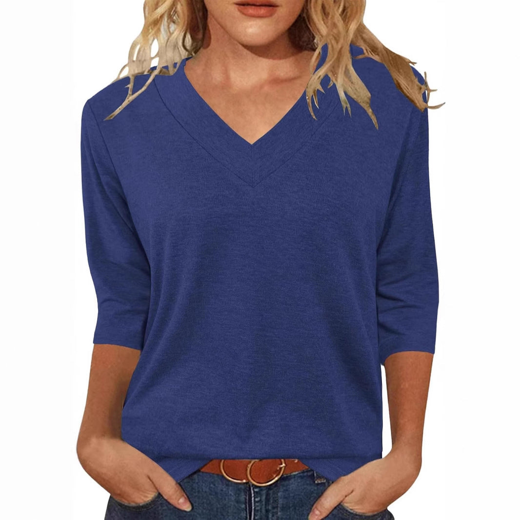 Dame Relaxed Fit V-Udskærings Top Stilla
