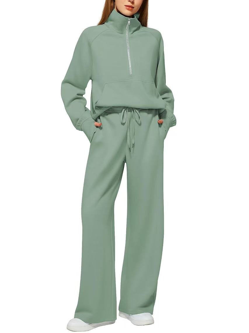 Dame Behageligt Zip-Up Lounge Sæt Stilla