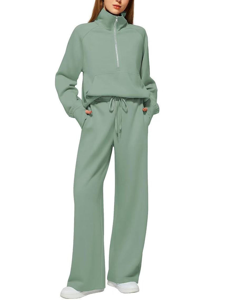 Dame Behageligt Zip-Up Lounge Sæt Stilla
