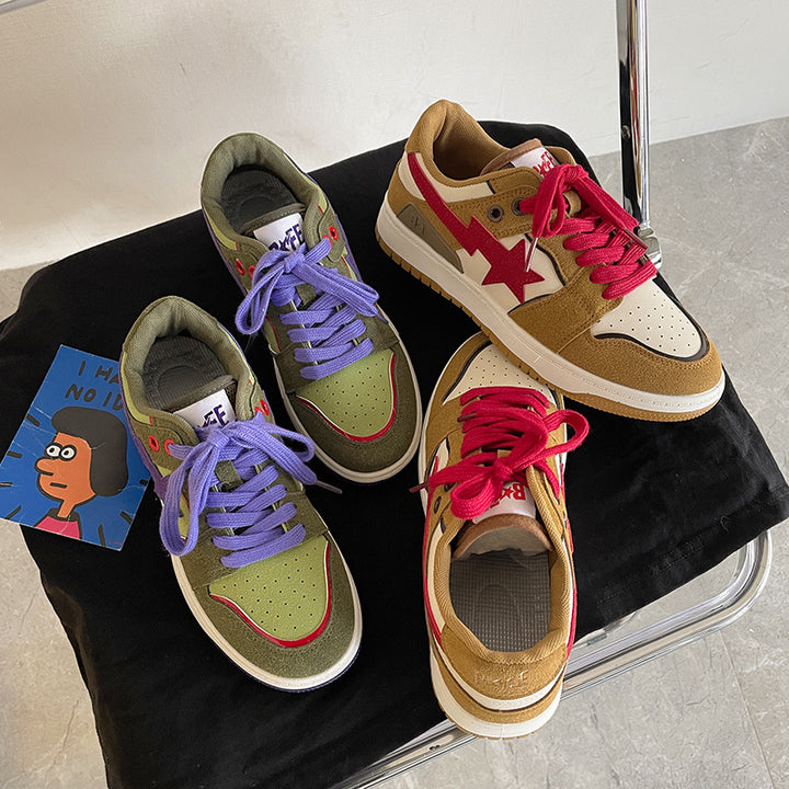 Dame Mode Sneakers i ruskind med trendy stjernedetalje Stilla
