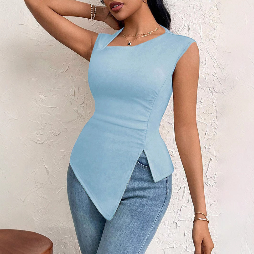 Kvindernes asymmetrisk top med elegant drapering og fashionable udskæring Stilla