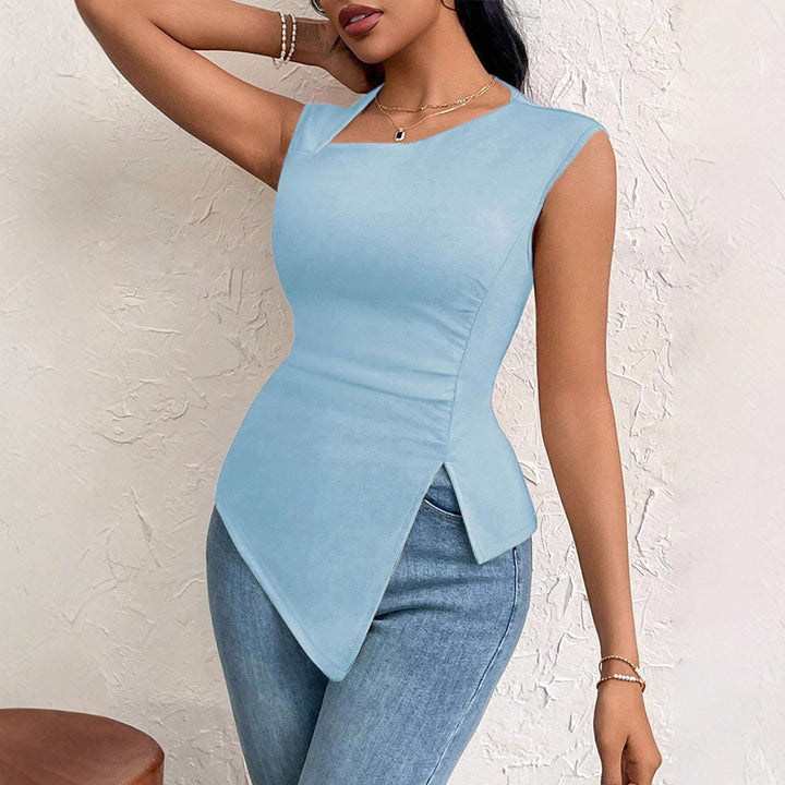 Kvindernes asymmetrisk top med elegant drapering og fashionable udskæring Stilla