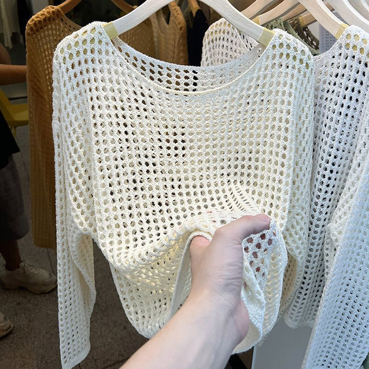 Kvindernes luftige strikkede pullover med groft netmønster Stilla