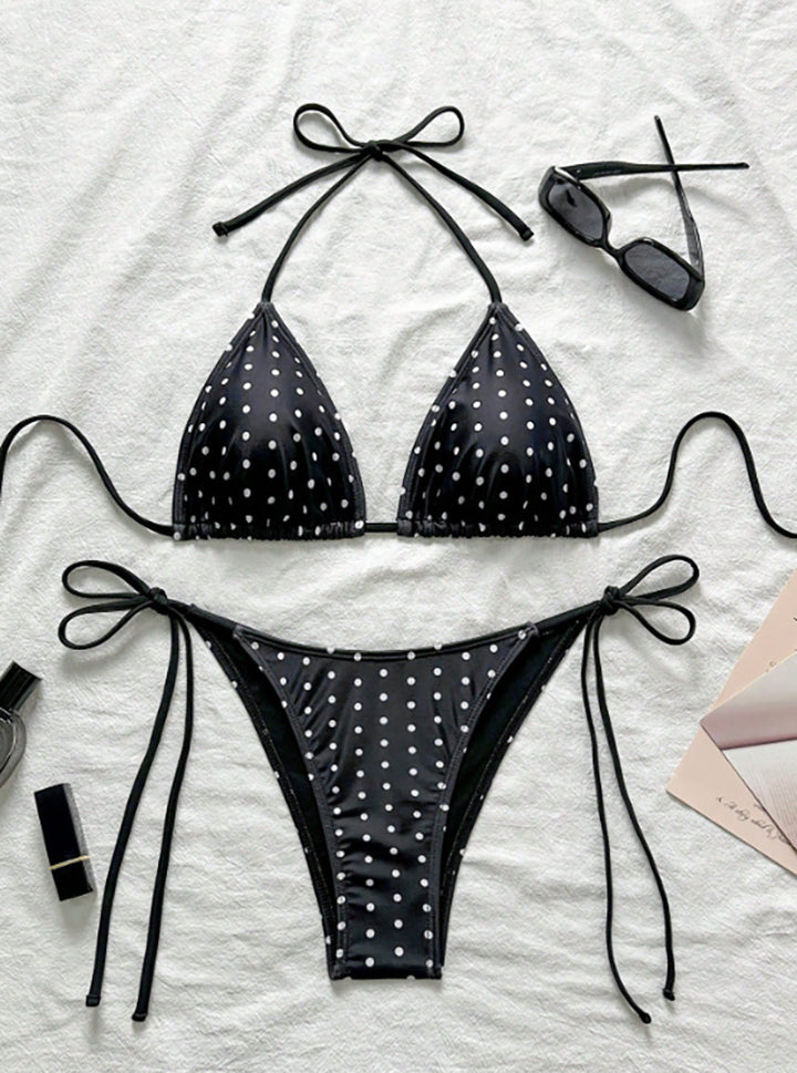 Dame triangel-bikini med justerbare stropper og trendy leomønster Skovae
