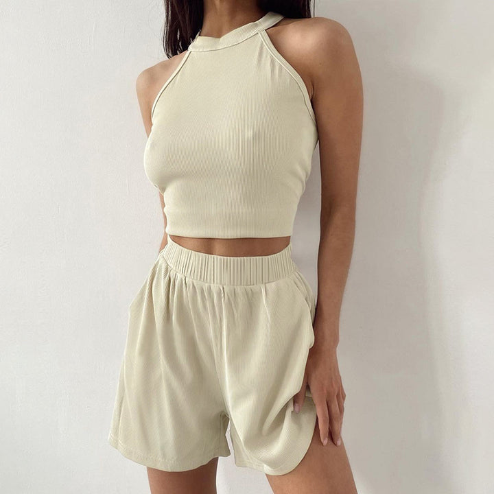 Dame Sporty Lounge-Sæt med cropped top og elastiske shorts Stilla