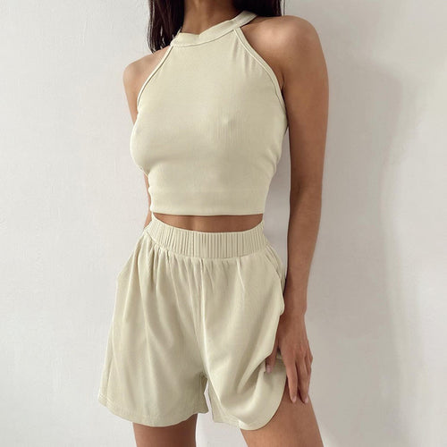 Dame Sporty Lounge-Sæt med cropped top og elastiske shorts Stilla