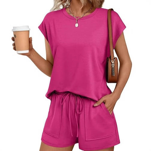 Dame komfortabel fritidssæt med T-shirt og shorts Stilla