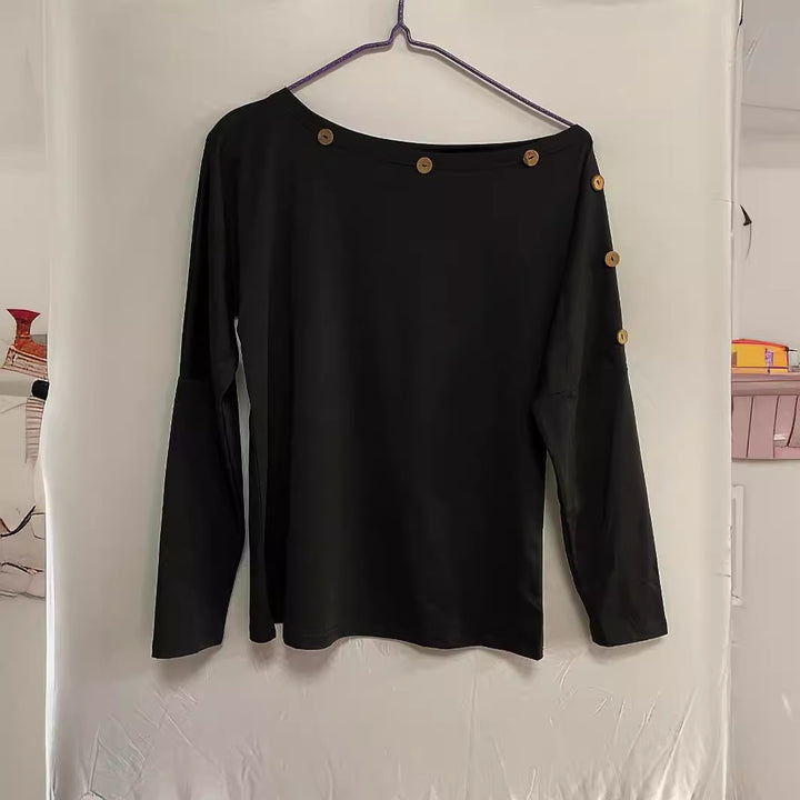 Dame Elegant og afslappet top med en skulderudskæring og knapdetaljer Stilla