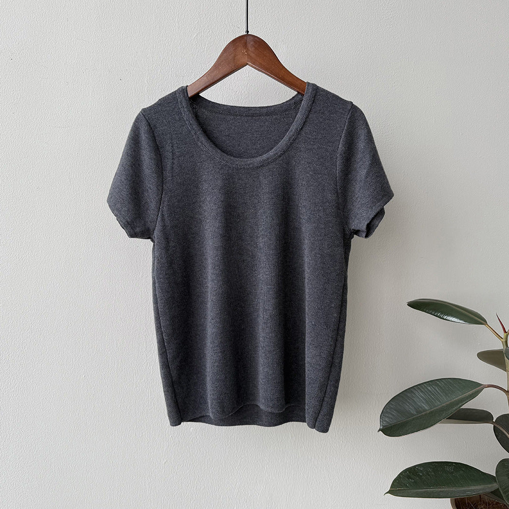 Dame simpel rund halsudskæring T-shirt i blødt materiale Stilla