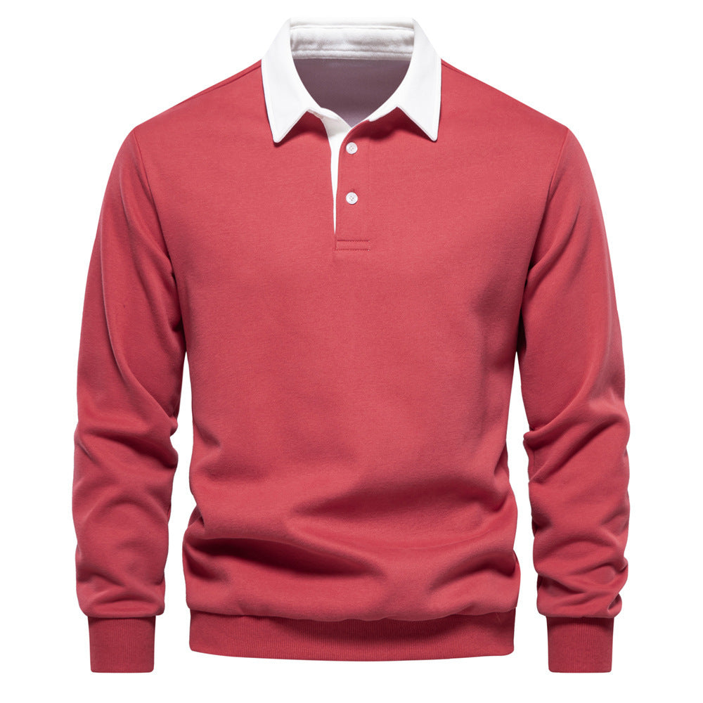 Herrer nan elegante Langærmet Poloshirt med kontrastkrave Skovae