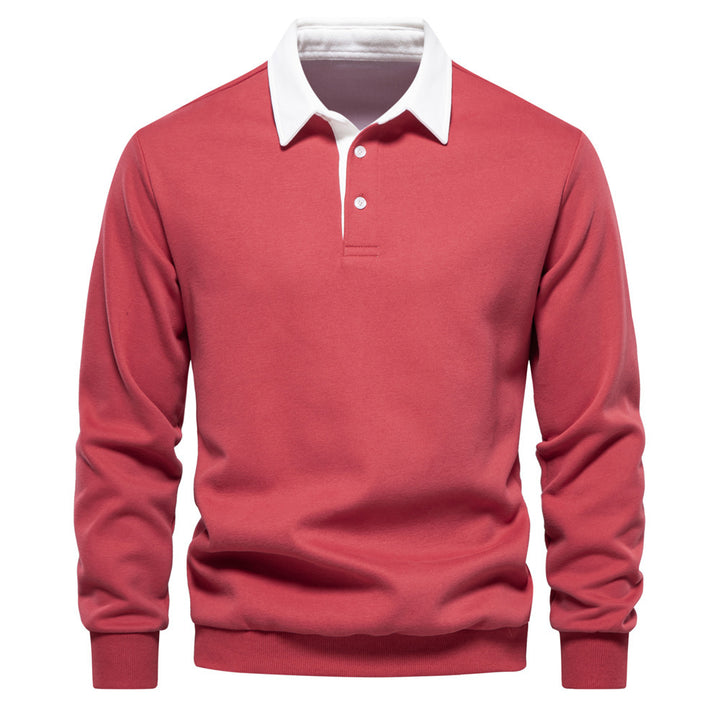 Herrer nan elegante Langærmet Poloshirt med kontrastkrave Skovae