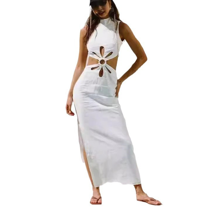 Dame Elegant Maxikjole med cut-out-detaljer og højt slid Skovae