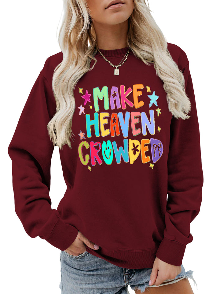 Kvinders sweatshirt med farverigt design og legende tekst Stilla