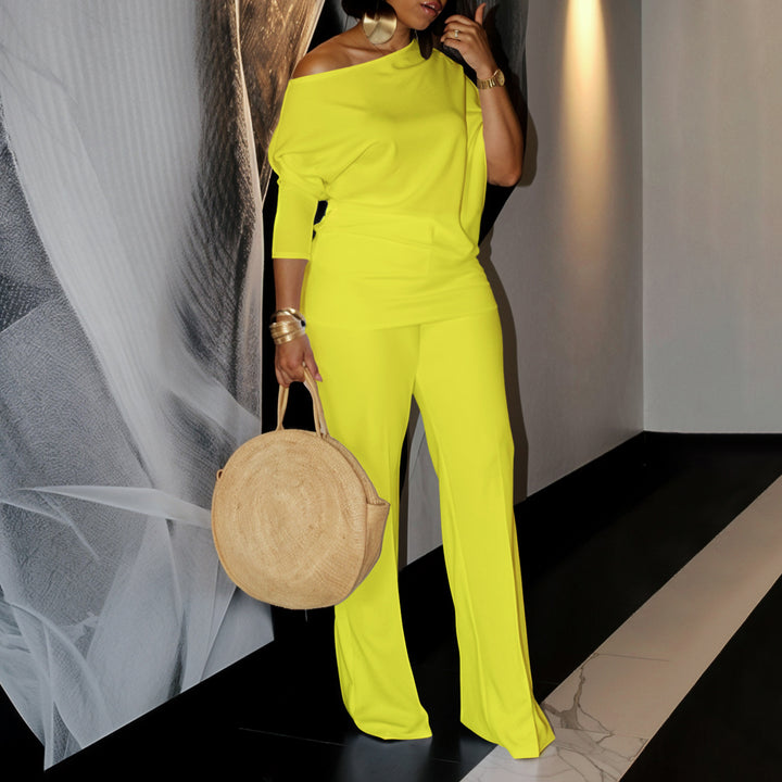 Damer Mode Jumpsuit med elegant asymmetrisk overdel og brede ærmer Stilla
