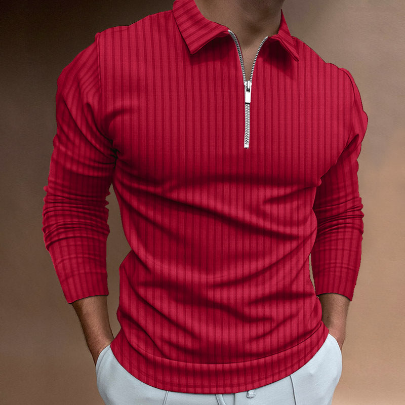 Herrer Langærmet Poloshirt med moderne Lynlås Stilla
