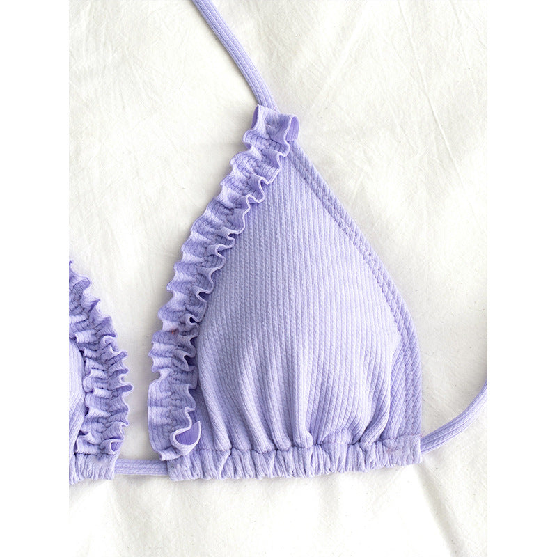 Dame Rynket Trekant Bikini Sæt Stilla 1750839758