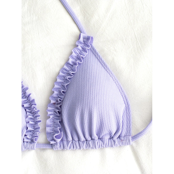 Dame Rynket Trekant Bikini Sæt Stilla 1750839758