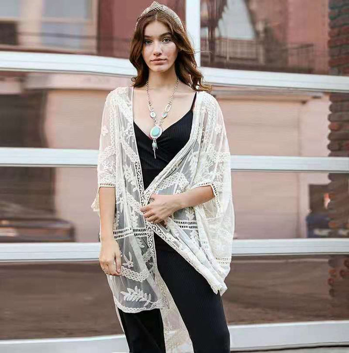 Dame Elegant og luftig Hæklet kimono Stilla