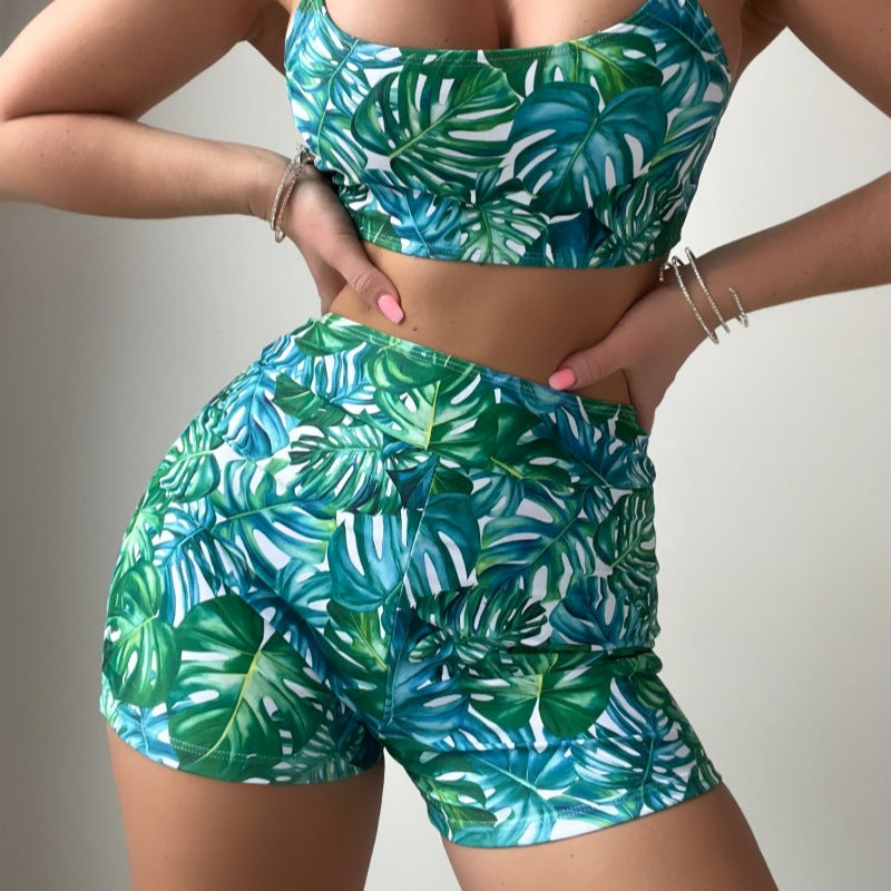 Dame Crop-Top og High-Waist Shorts Sæt Skovae