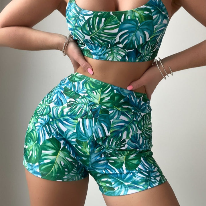 Dame Crop-Top og High-Waist Shorts Sæt Skovae