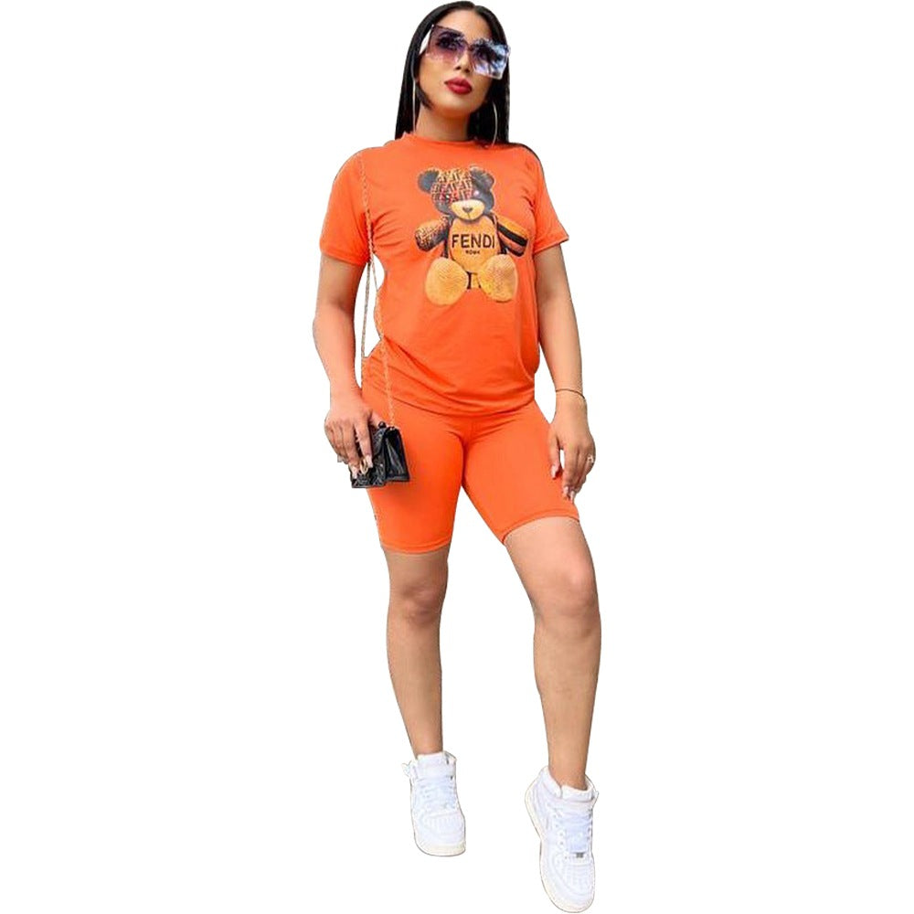 Dame Sporty Kortærmet Top og Cykelshorts Sæt Stilla